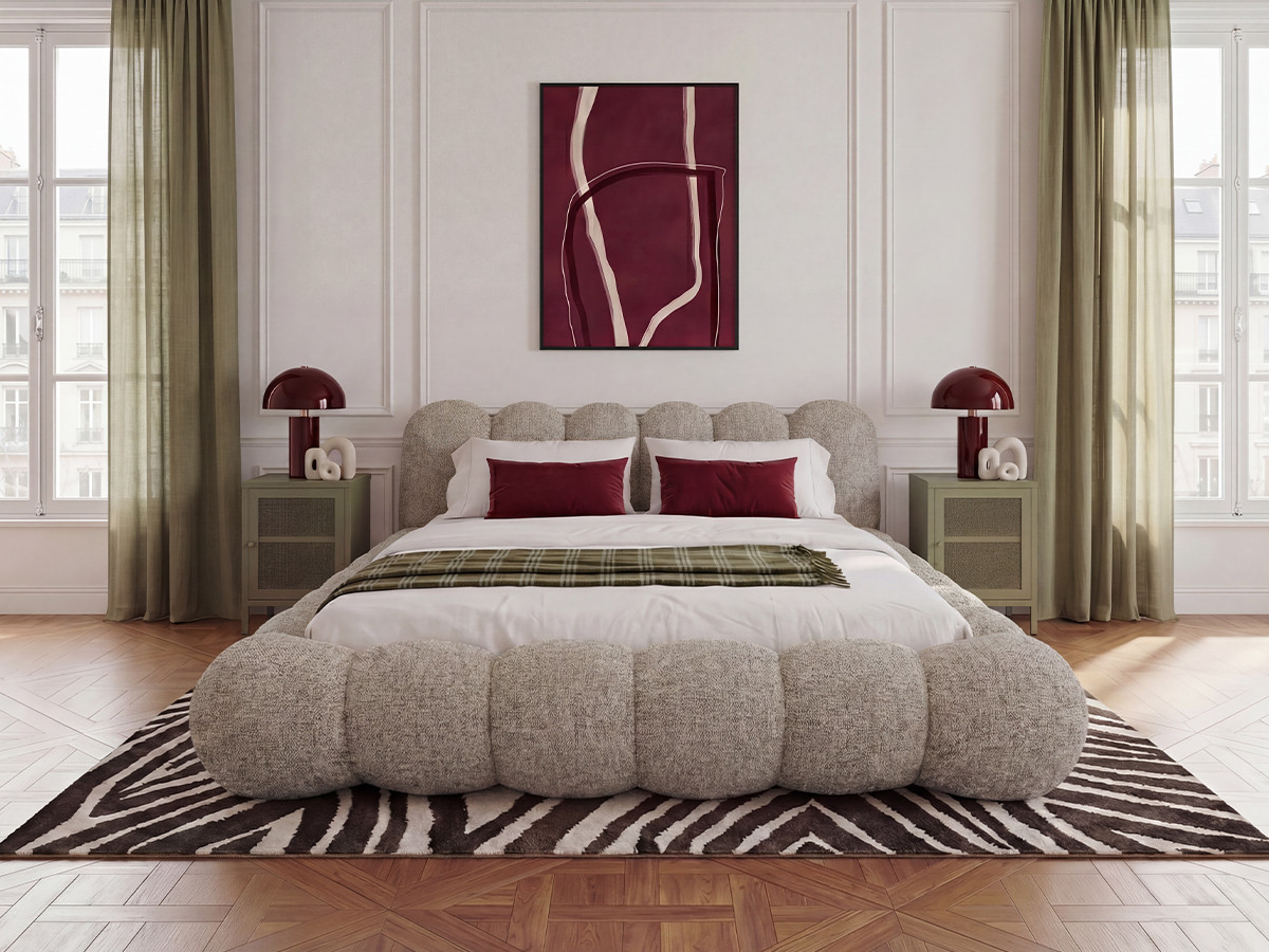 Lit bas BOBBY chiné taupe