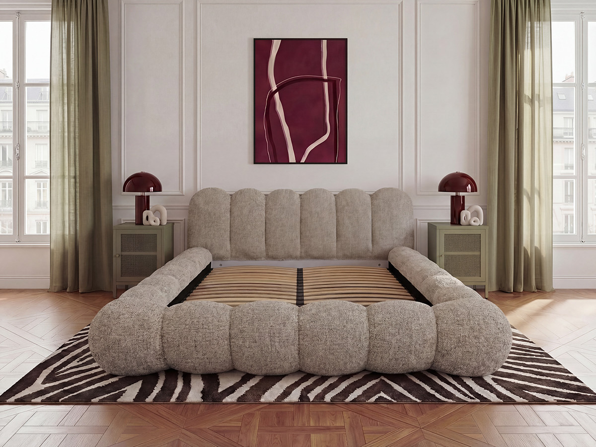 Lit bas BOBBY chiné taupe — vue 6