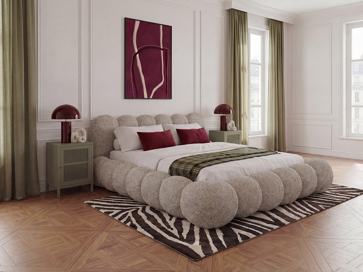 Lit bas BOBBY chiné taupe — vue 4