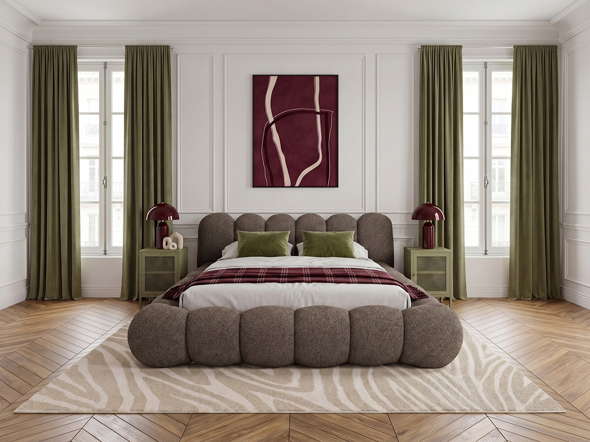 Lit bas BOBBY chiné marron