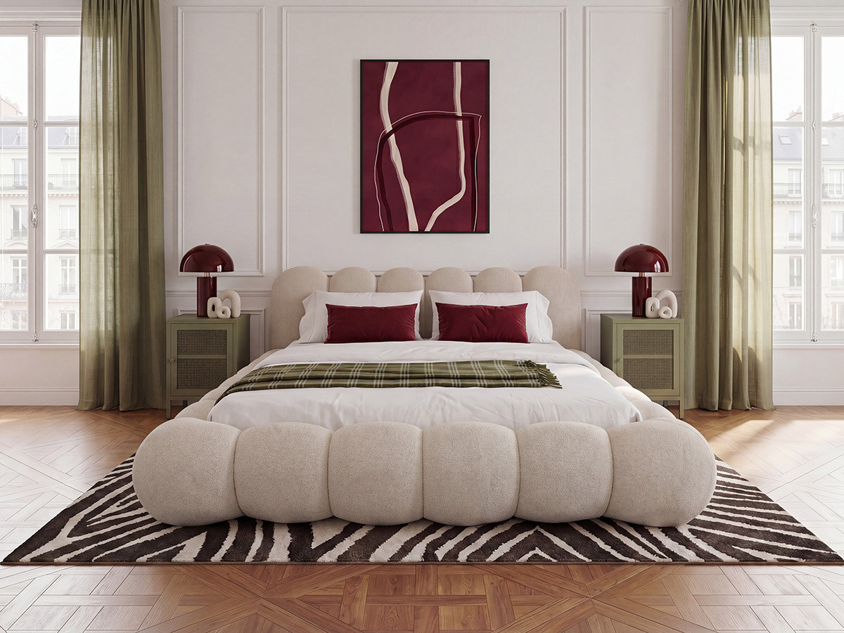 Lit bas BOBBY chiné beige