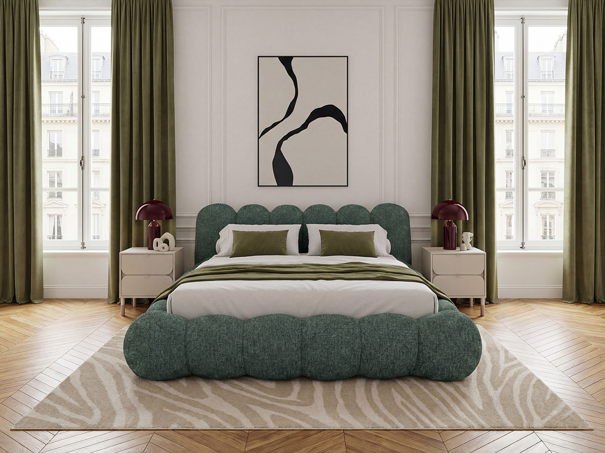 Lit bas BOBBY chiné vert