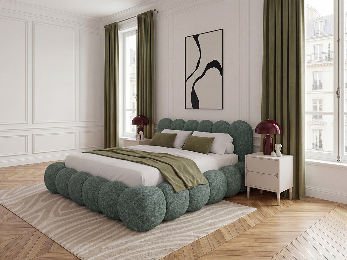 Laag bed BOBBY in gemêleerde stof