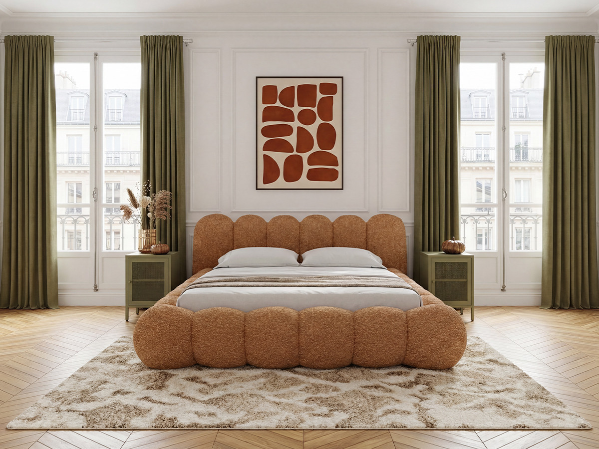 Laag bed BOBBY in gemêleerde stof