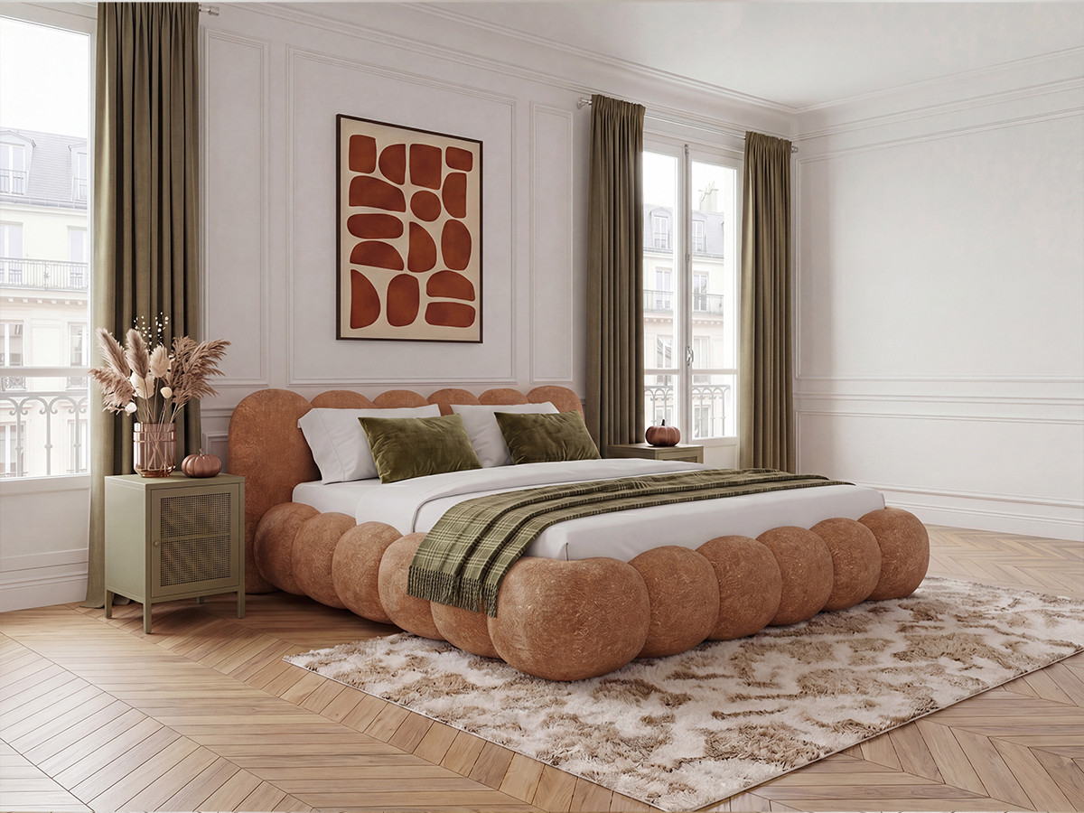 Lit bas BOBBY chiné orange — vue 4