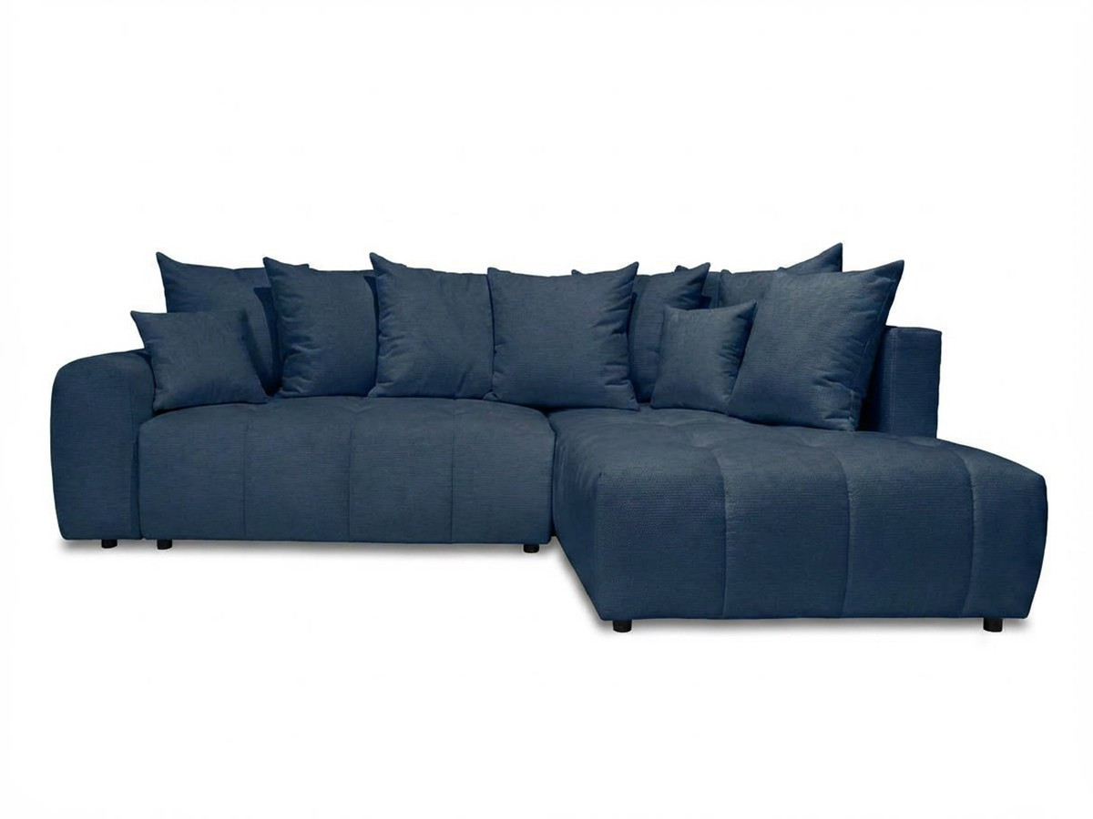Canapé d'angle L convertible coffre ROXELANE chiné bleu foncé — vue 3