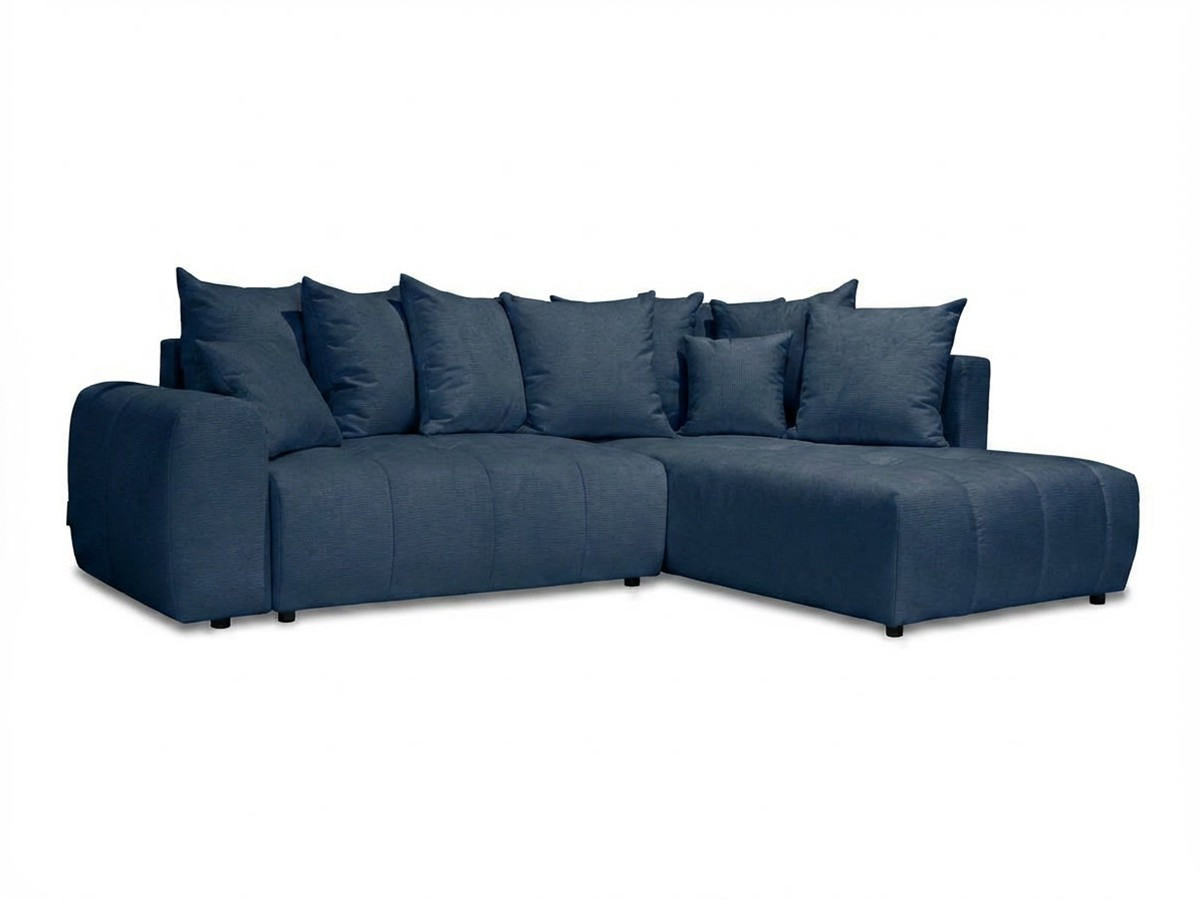 Canapé d'angle L convertible coffre ROXELANE chiné bleu foncé — vue 5