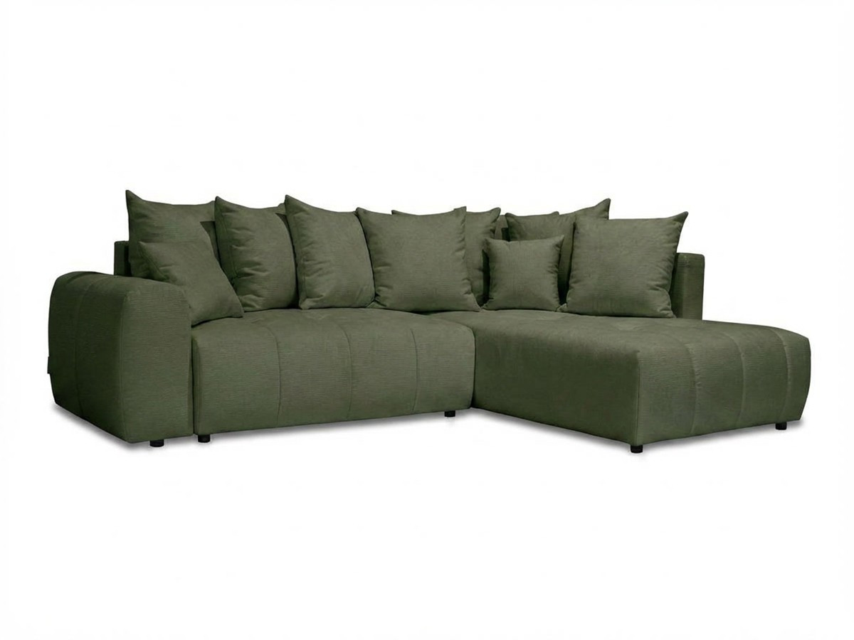 Canapé d'angle L convertible coffre ROXELANE chiné vert — vue 5