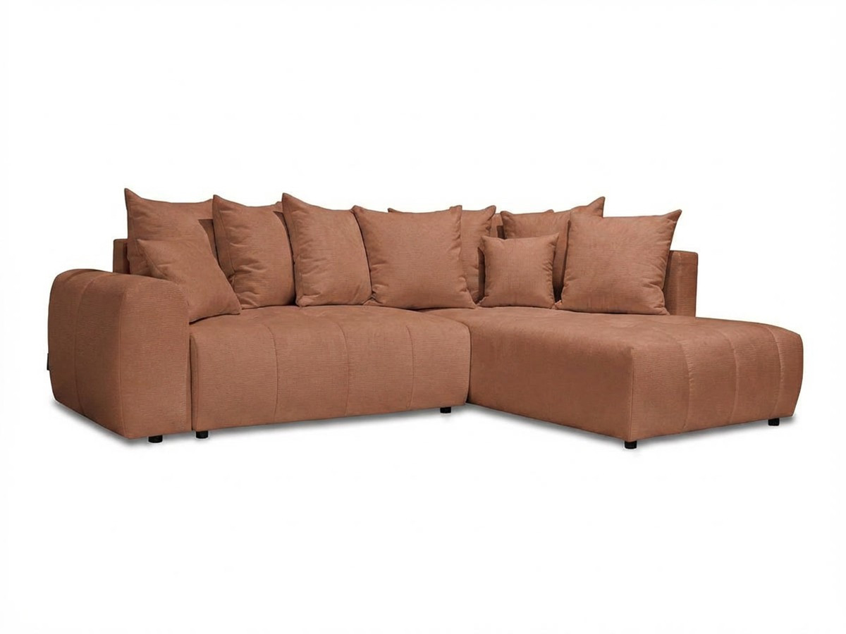 Canapé d'angle L convertible coffre ROXELANE chiné orange — vue 5