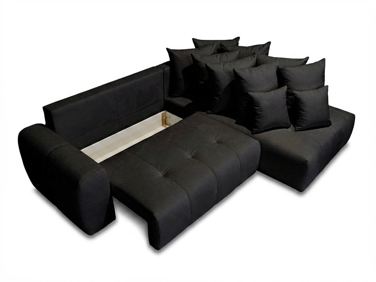 Canapé d'angle L convertible coffre ROXELANE chiné gris foncé — vue 6