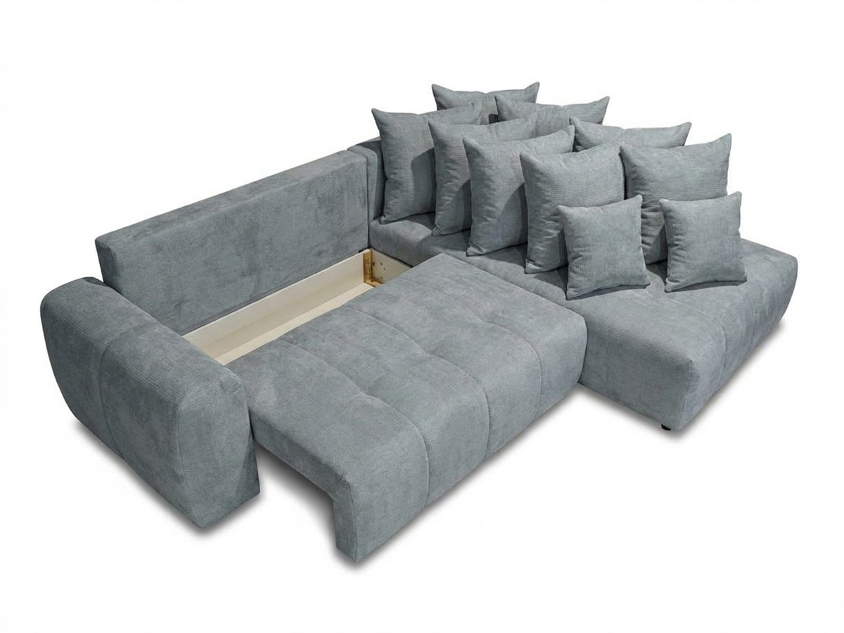 Canapé d'angle L convertible coffre ROXELANE chiné gris clair — vue 6