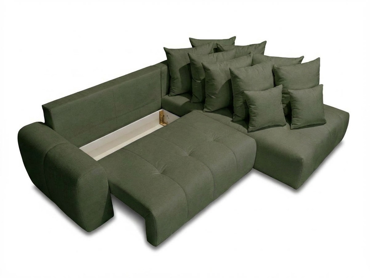 Canapé d'angle L convertible coffre ROXELANE chiné vert — vue 6