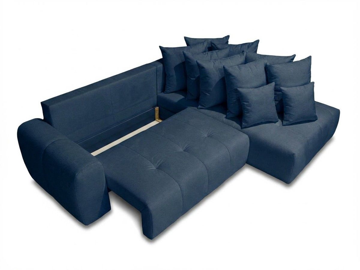 Canapé d'angle L convertible coffre ROXELANE chiné bleu foncé — vue 6