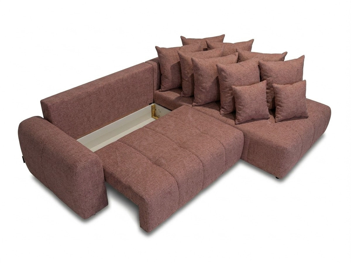 Canapé d'angle L convertible coffre ROXELANE chiné rouge — vue 6