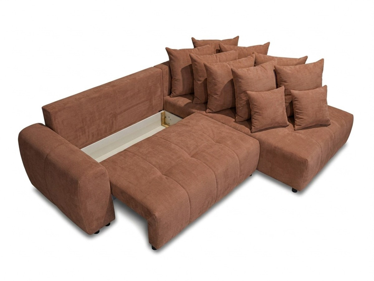 Canapé d'angle L convertible coffre ROXELANE chiné orange — vue 6