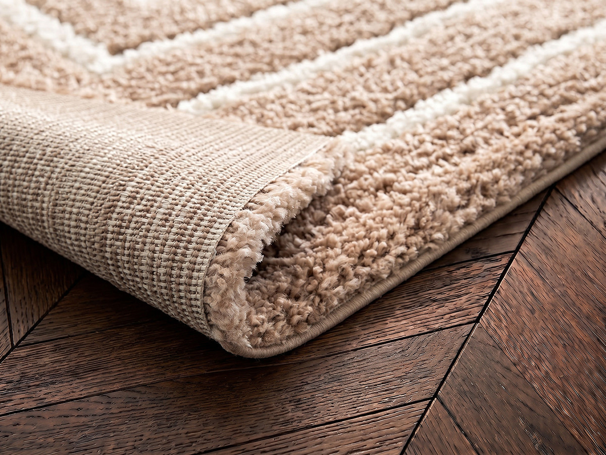 Tapis poils longs LYZZO motif graphique beige — vue 4