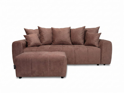 Canapé 3 places convertible ROXELANE tissu chiné avec pouf
