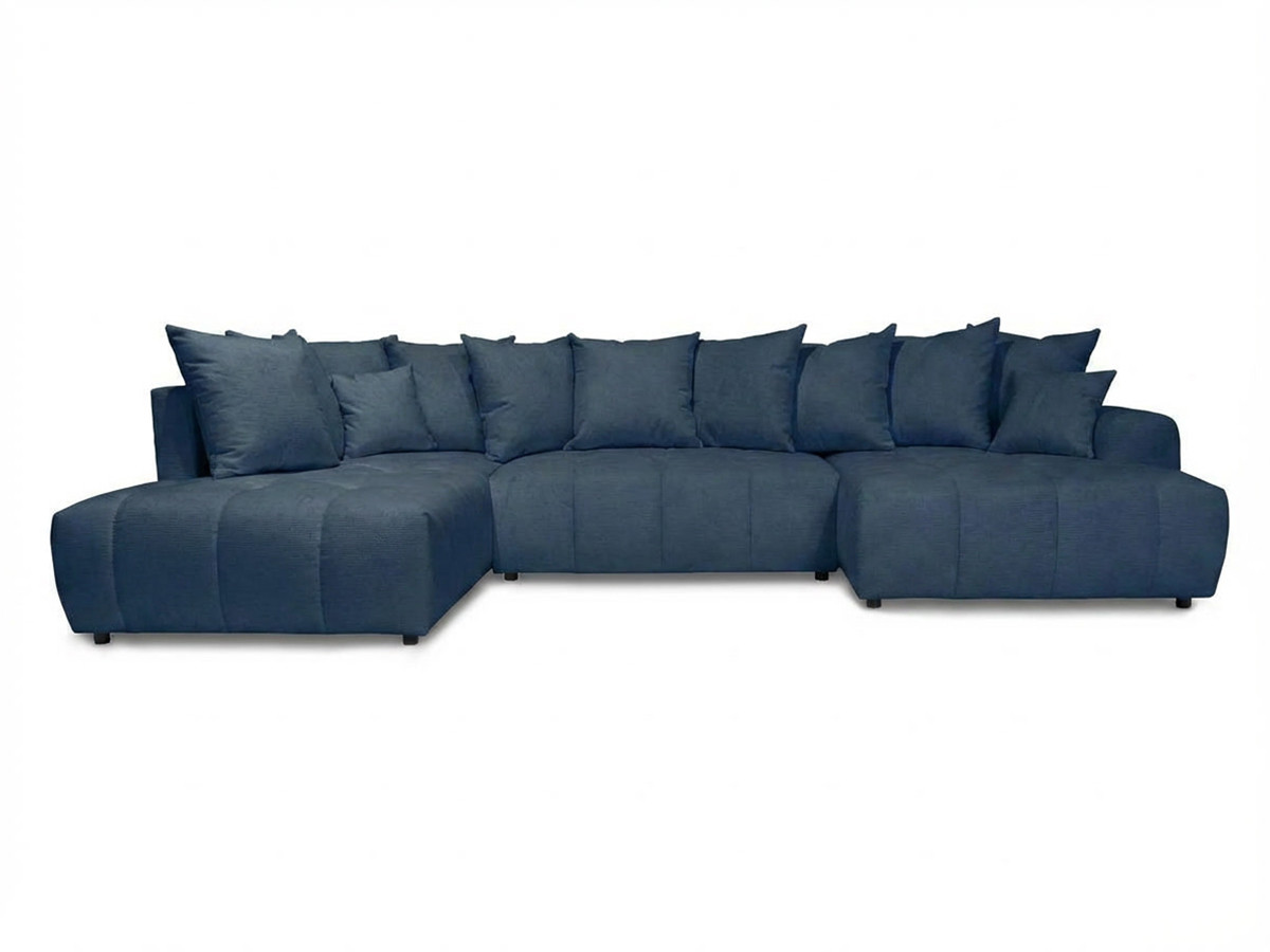 Canapé panoramique convertible ROXELANE chiné bleu foncé — vue 3