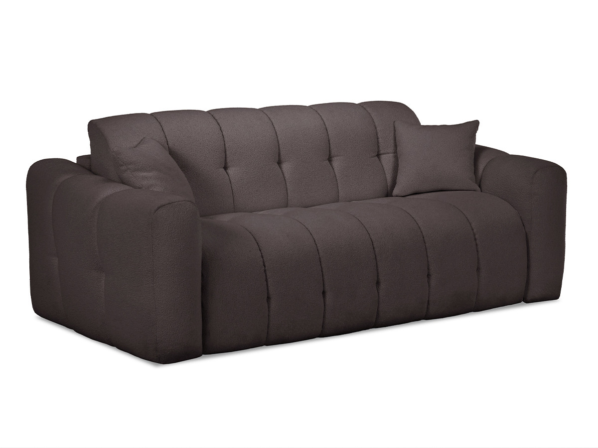 Canapé droit convertible 3 places BRADLEY bouclette marron — vue 5