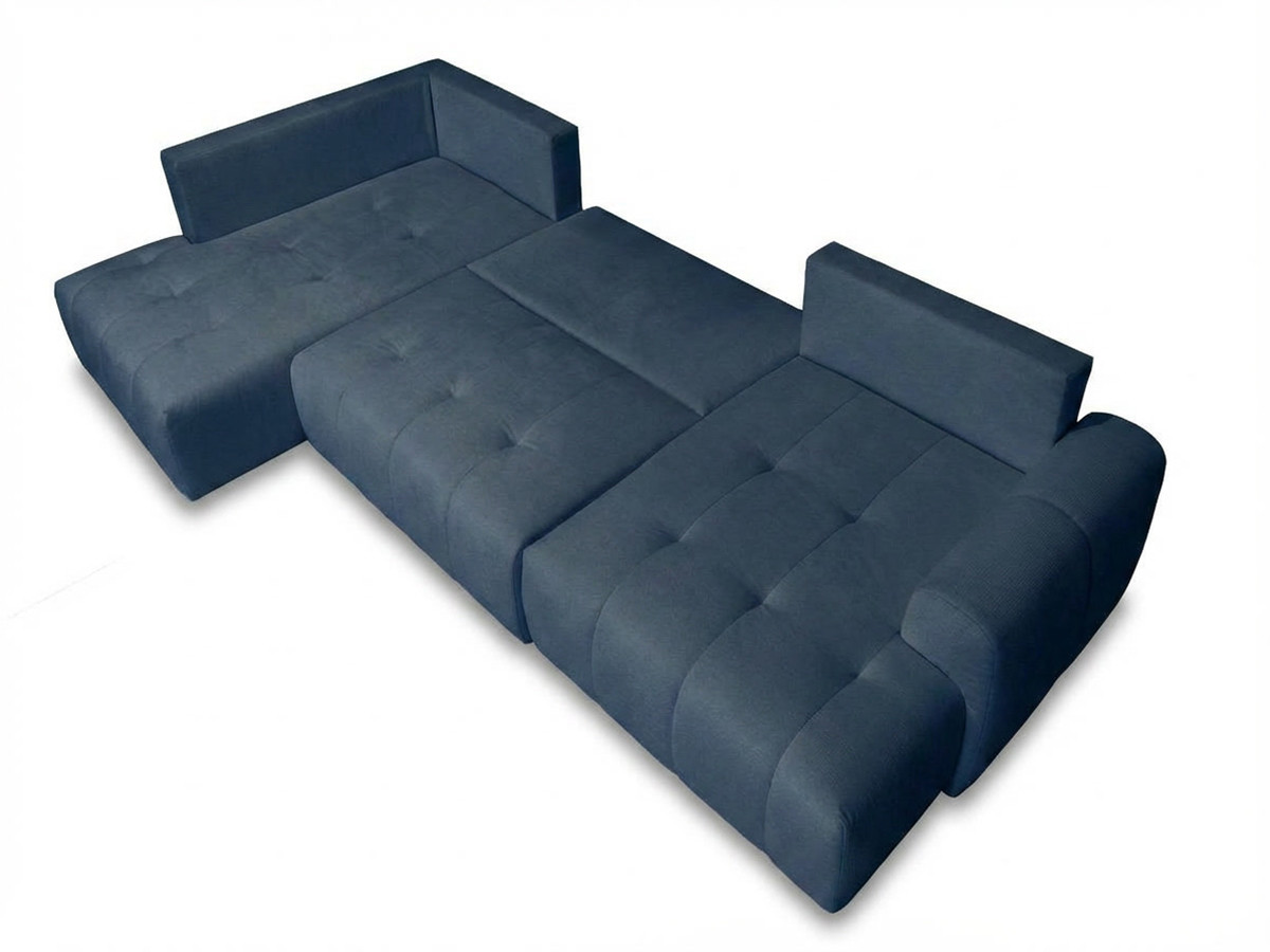 Canapé panoramique convertible ROXELANE chiné avec pouf bleu foncé — vue 6