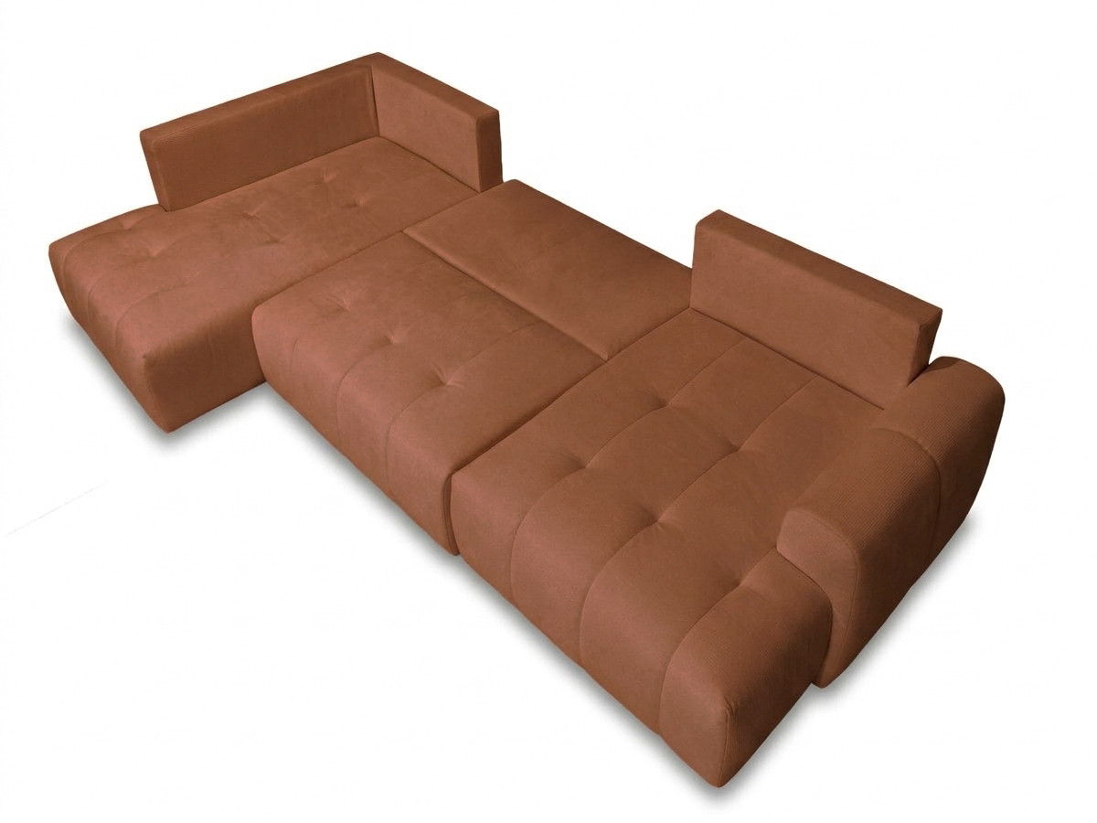 Canapé panoramique convertible ROXELANE chiné avec pouf orange — vue 6