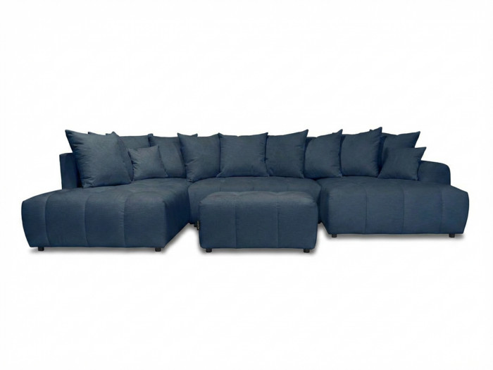 Canapé panoramique convertible ROXELANE tissu chiné avec pouf