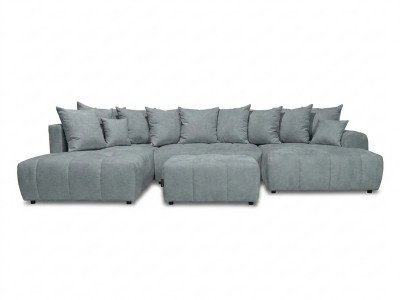 Canapé panoramique convertible ROXELANE tissu chiné avec pouf