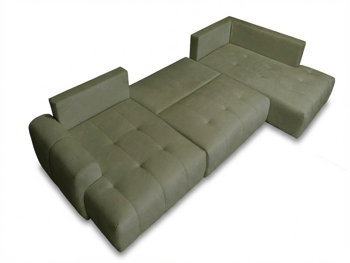 Canapé panoramique convertible ROXELANE tissu chiné avec pouf