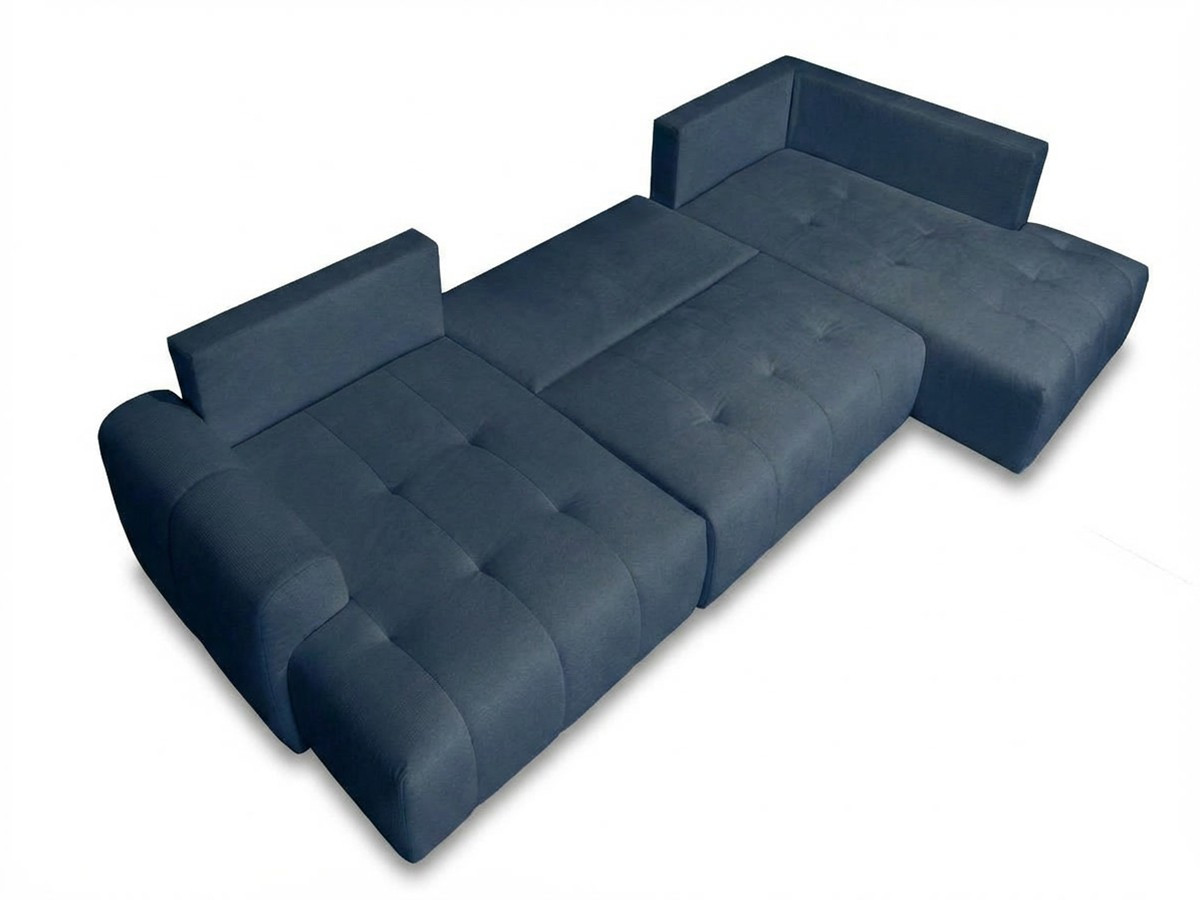 Canapé panoramique convertible ROXELANE tissu chiné avec pouf
