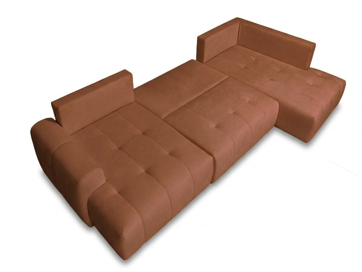 Canapé panoramique convertible ROXELANE tissu chiné avec pouf