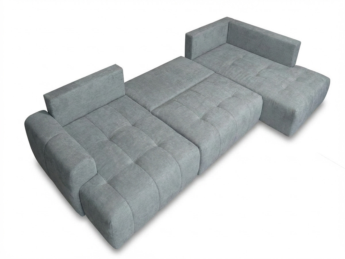 Canapé panoramique convertible ROXELANE tissu chiné avec pouf