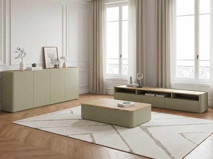 Ensemble ANYRA avec buffet 200 cm + meuble TV 200 cm + table basse avec tiroirs