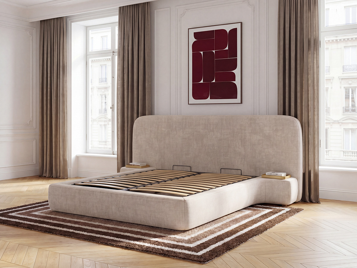 AURAE bed met opbergruimte en geïntegreerde nachtkastjes