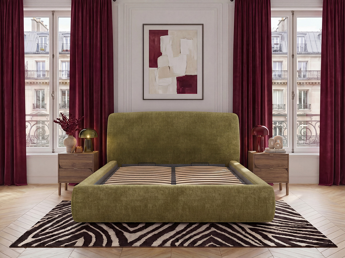 Lit coffre ELIXA texturé vert — vue 6