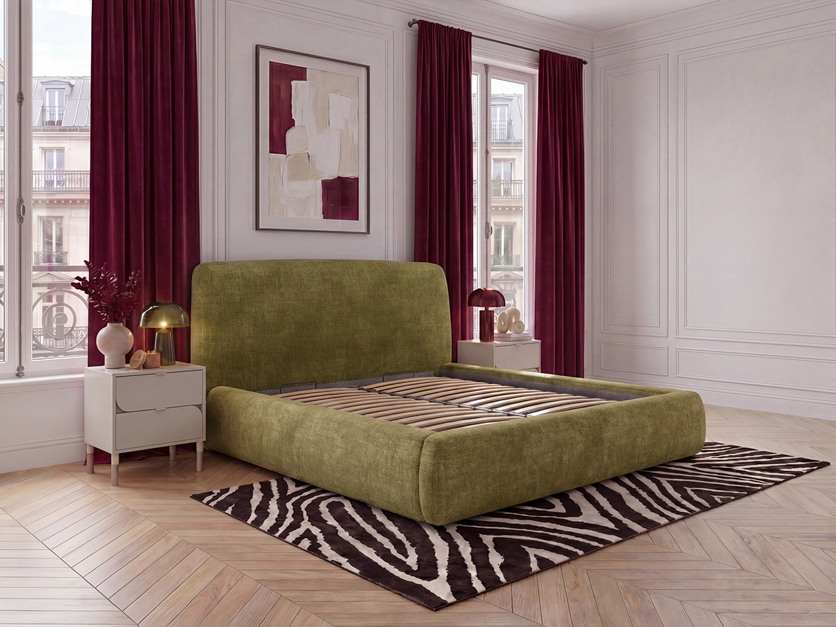 Boxspringbed ELIXA met opbergruimte in getextureerde stof