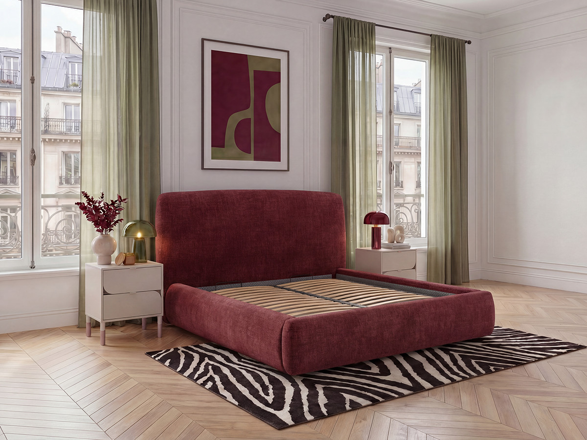 Boxspringbed ELIXA met opbergruimte in getextureerde stof