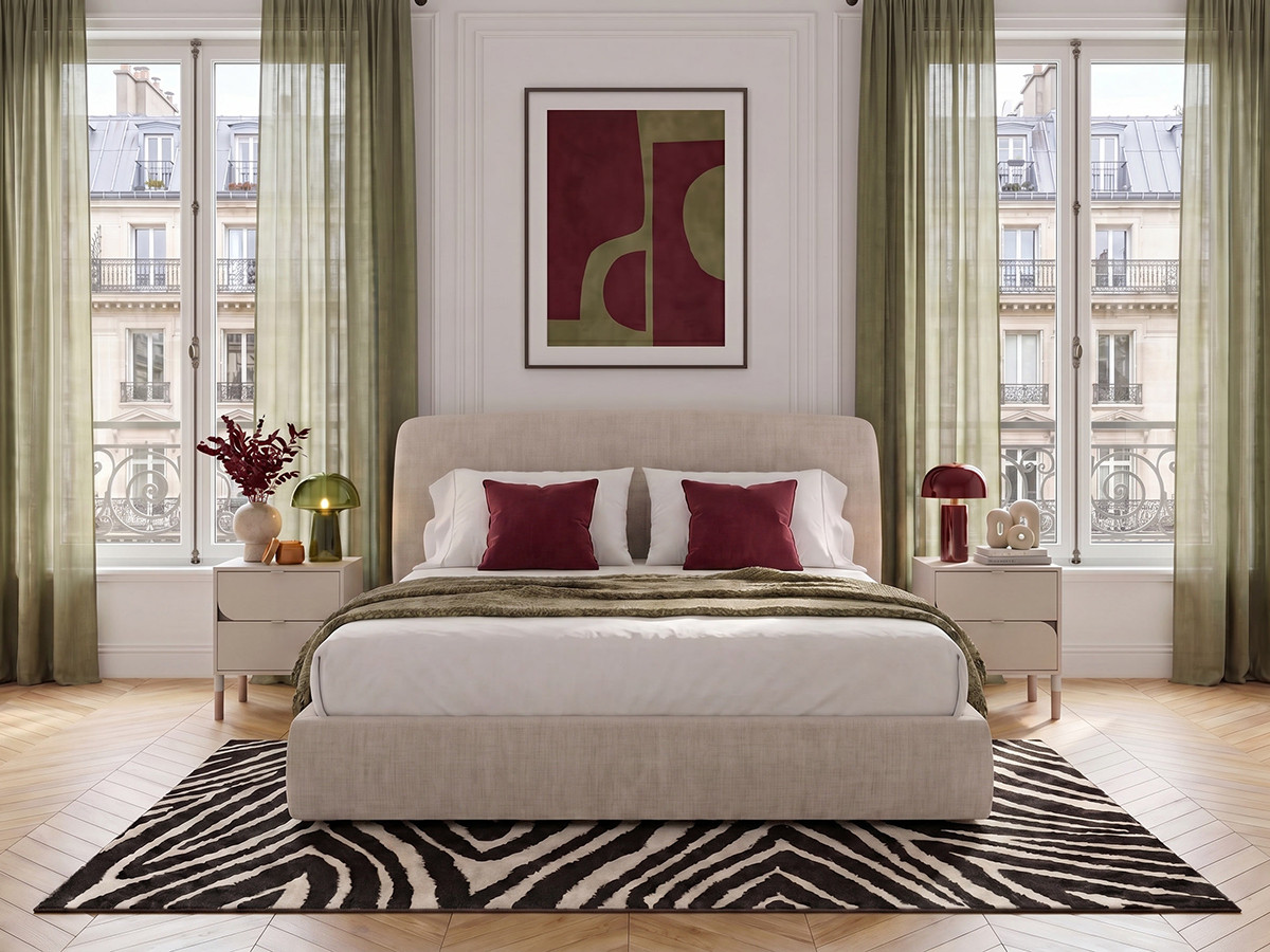 Boxspringbed ELIXA met opbergruimte in getextureerde stof