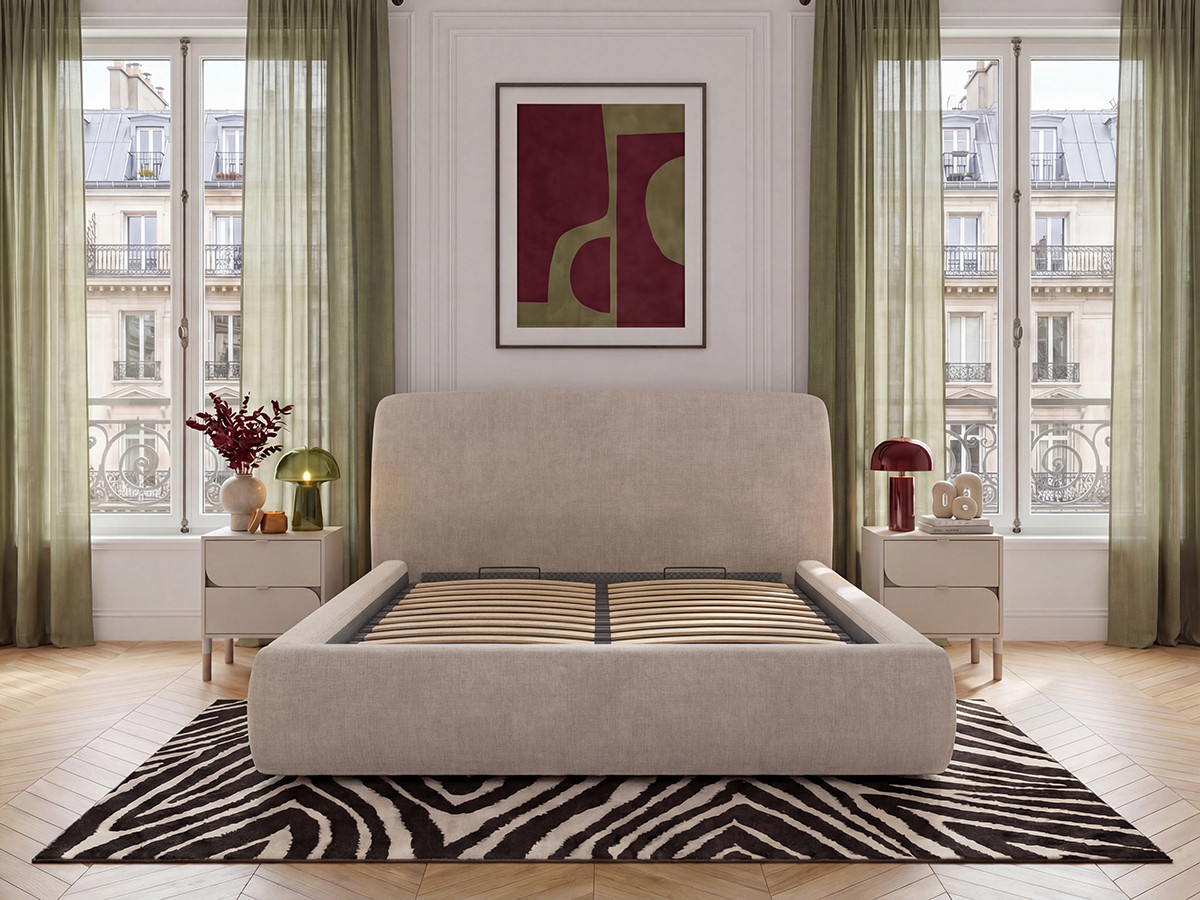 Lit coffre électrique ELIXA texturé beige — vue 6