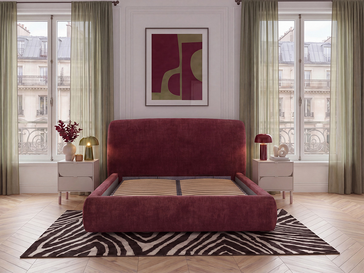 Lit coffre électrique ELIXA texturé rouge — vue 6
