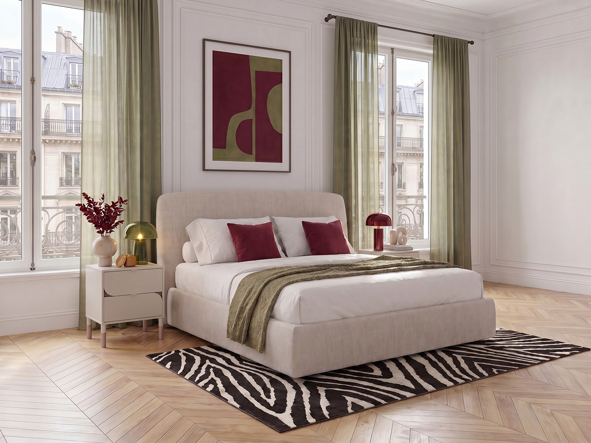 Lit coffre électrique ELIXA texturé beige — vue 4