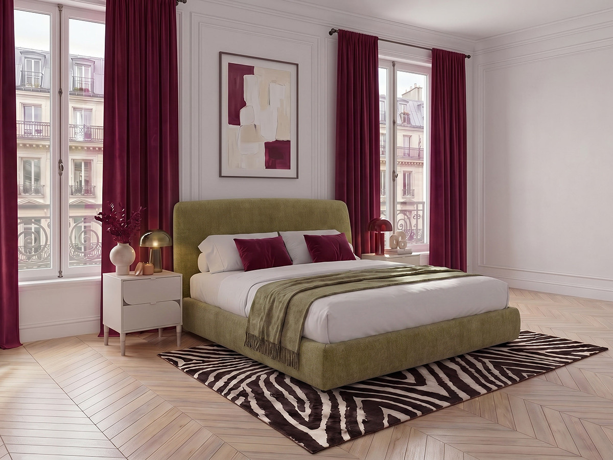 Lit coffre électrique ELIXA texturé vert — vue 4