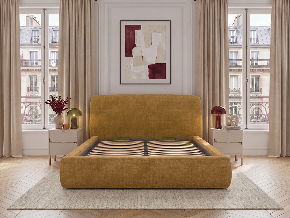 Lit coffre électrique ELIXA texturé jaune — vue 6