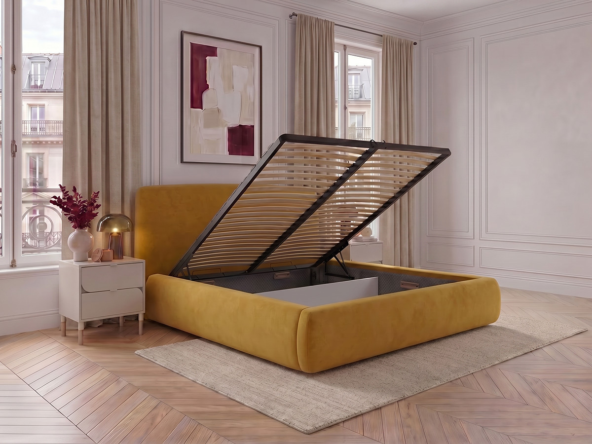 Lit coffre ELIXA texturé jaune — vue 5