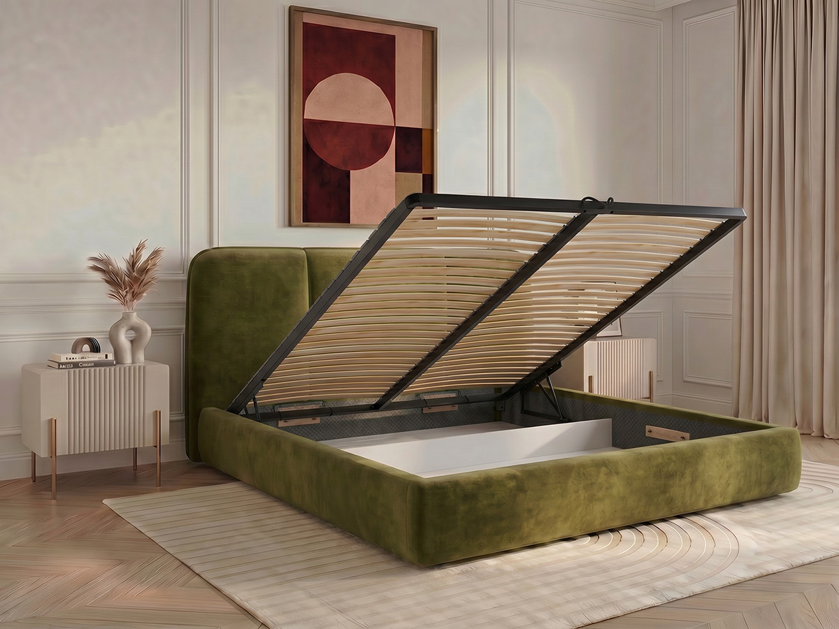 Lit coffre MOONA velours lisse vert — vue 5