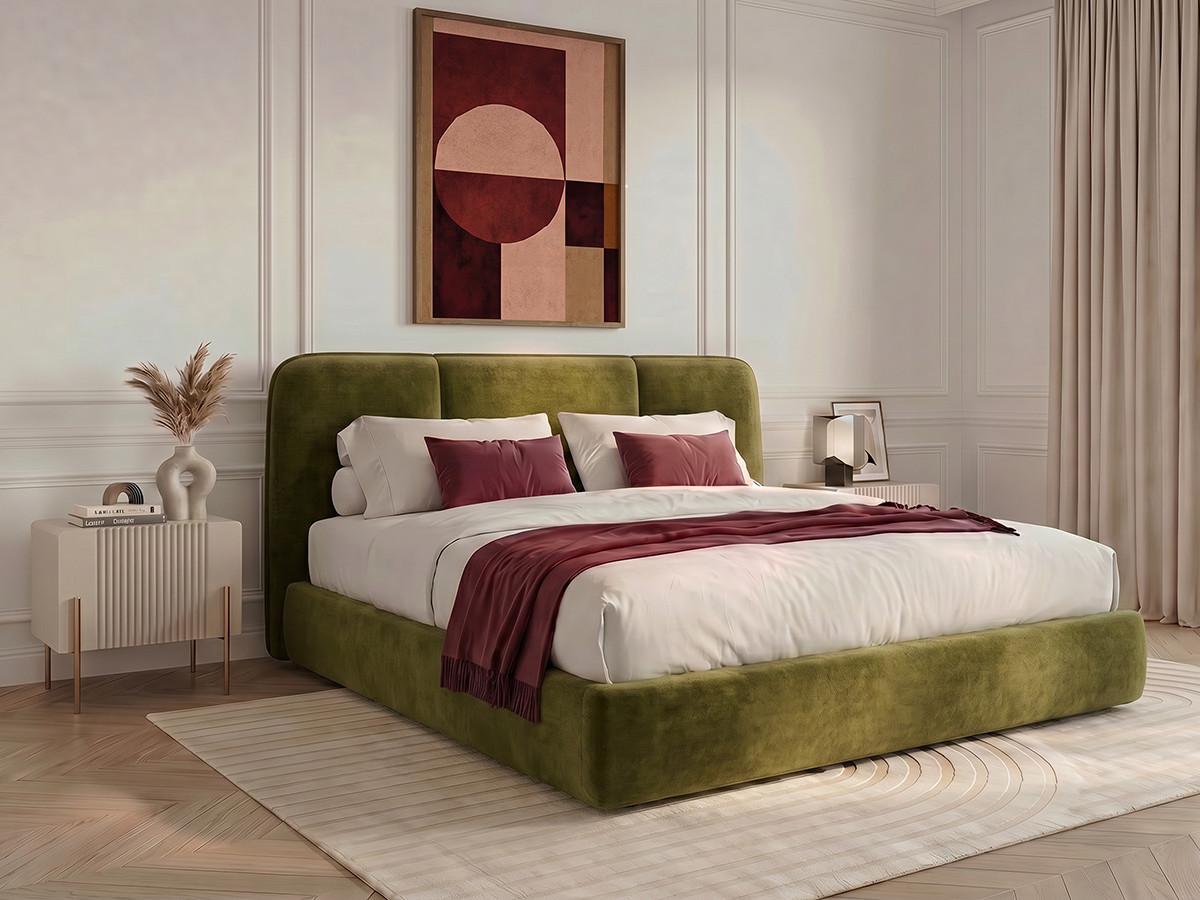 Lit coffre MOONA velours lisse vert — vue 4