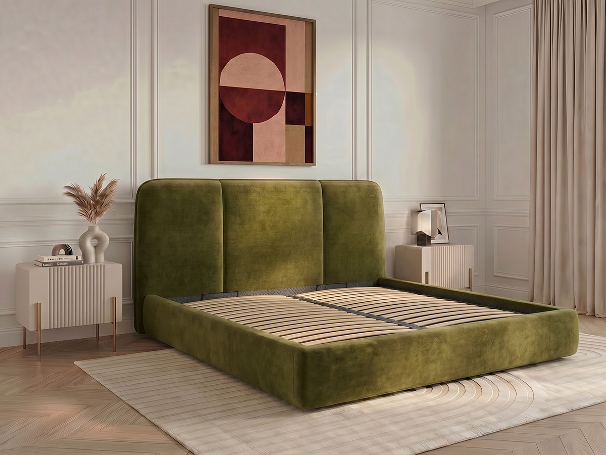 Elektrisch bed met opbergruimte MOONA in glad fluweel