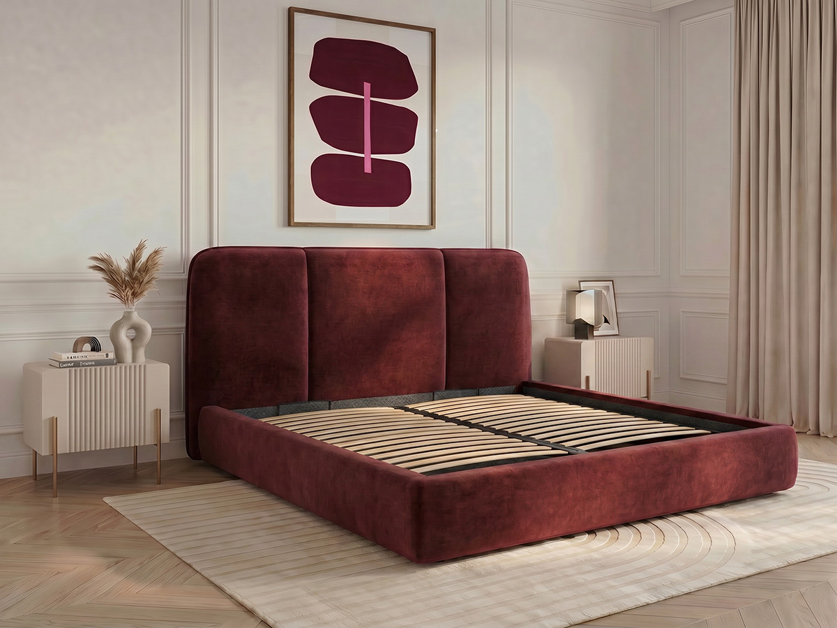 Elektrisch bed met opbergruimte MOONA in glad fluweel