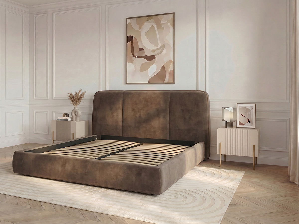 Elektrisch bed met opbergruimte MOONA in glad fluweel