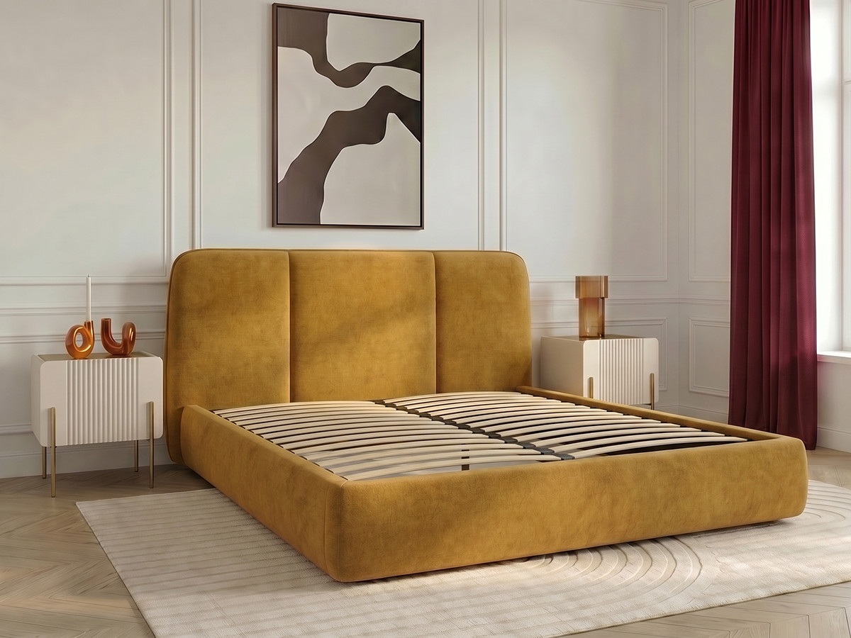 Elektrisch bed met opbergruimte MOONA in glad fluweel