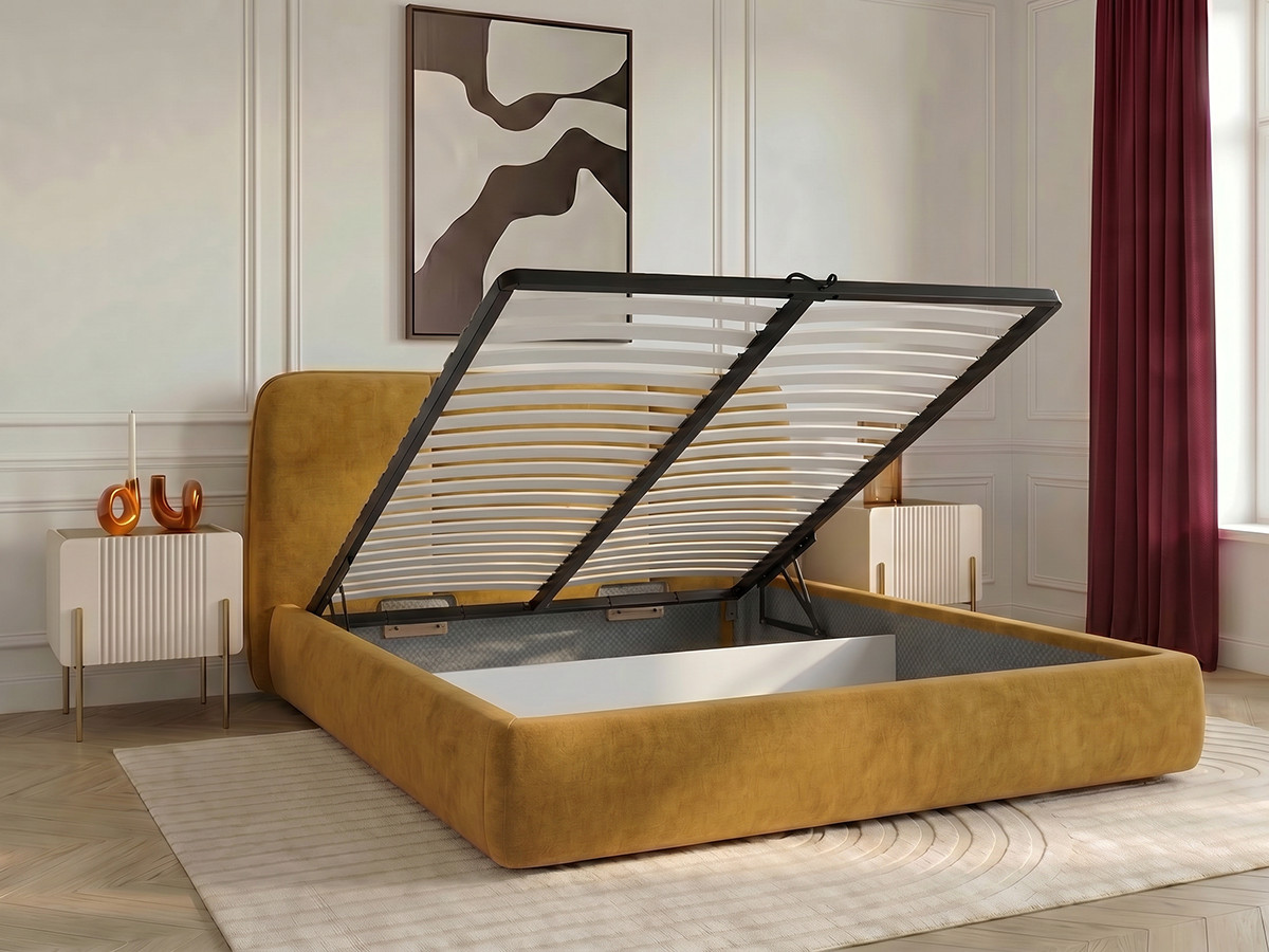 Lit coffre MOONA velours lisse jaune — vue 5